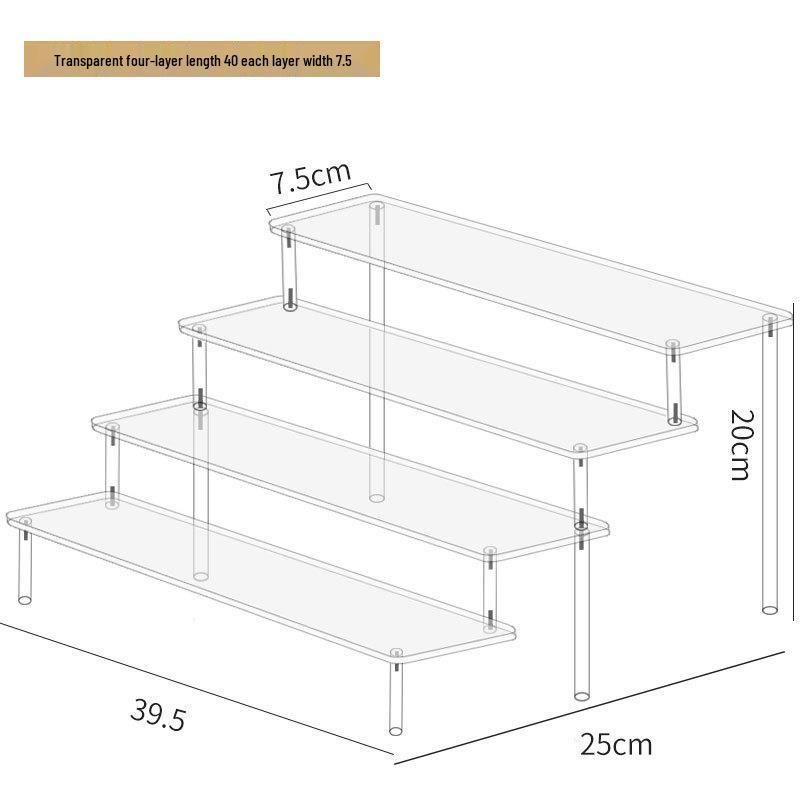 

Акриловая трехъярусная ручная стойка для кукол Pop Mart, косметики Jasmine, кошельков и ювелирных изделий 4-layer 40cm standard