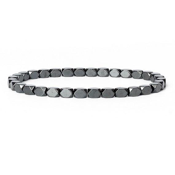 Czarny Kamień Koralikowy Strzała i Serce Bransoletka Kostka do Jogi