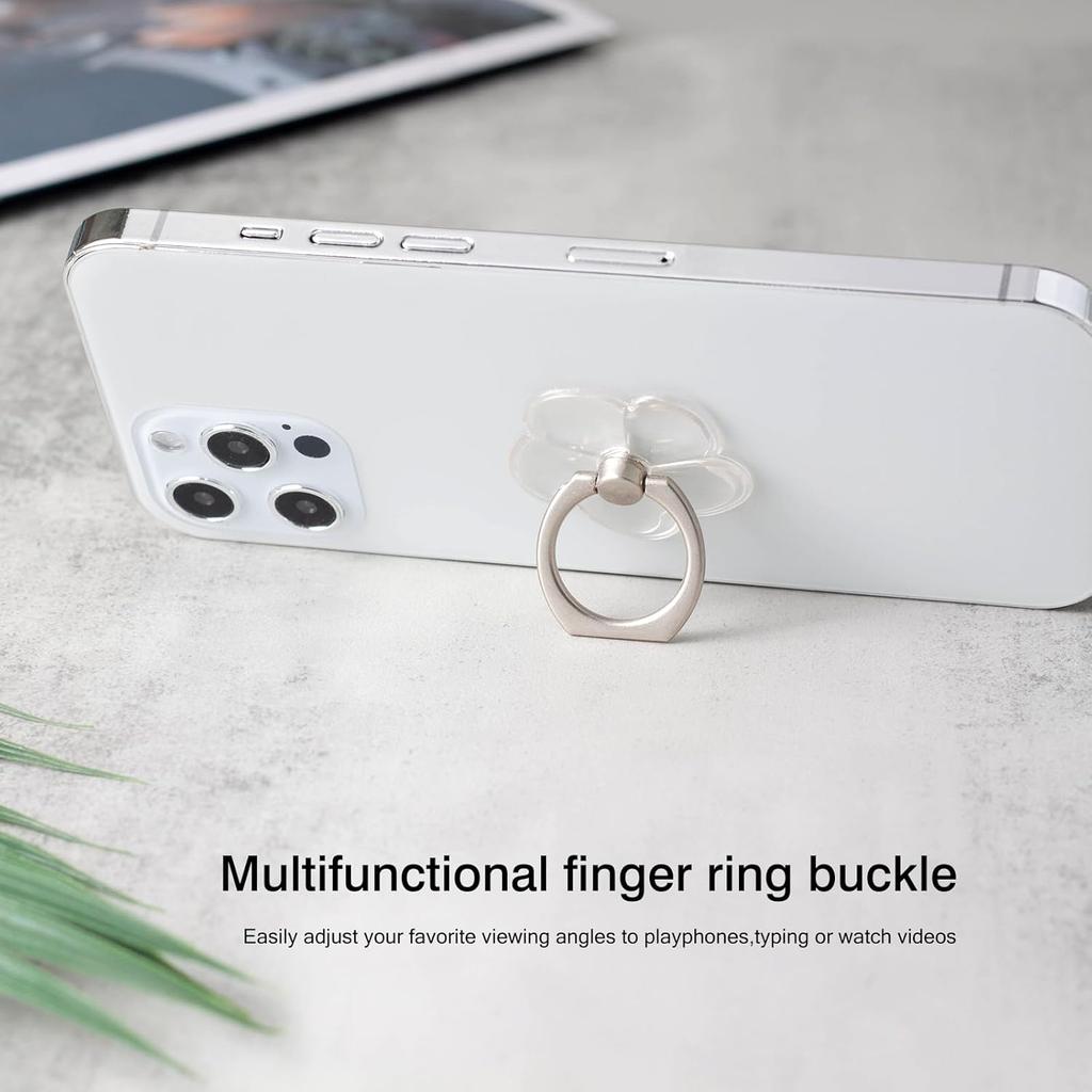 [2 Pack] Transparent Finger Ring Cell Phone Ring Holder Stand,360 Degree Rotation and 180 Degree Adjustable Finger Ring Kickstand with Polished