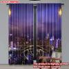 2D flat printing 2pcs Curtain Cityscape Night View Digital Printed Polyester Drapes Family Party for All Occasions for Bedroom