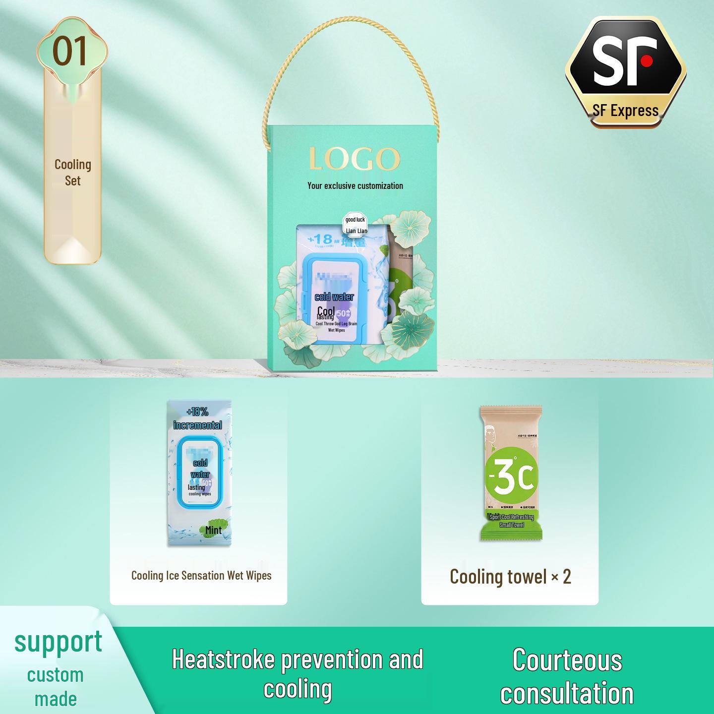 Summer Cool Gift Set: Sunstroke Prevention & Cooling Care Kit - Perfect Employee Benefit or Customer Souvenir