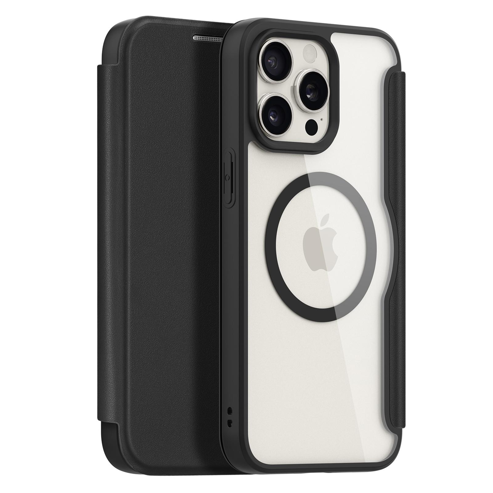 

For iPhone 15 Pro Max Leather Case DUX DUCIS Skin X Pro Series Flip Cover Compatible with MagSafe Black