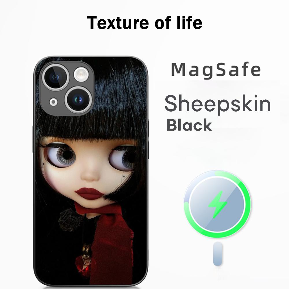 Blythe Cute doll fashion pattern design Phone Case For iPhone 17 16 15 14 13 12 Plus Pro Max  High-end Luxury Magsafe Sheepskin