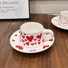 Korean Style Heart Ceramic Cup Dish Sets for Women New High Aesthetic Handle Coffee Mugs Exquisite Afternoon Tea Dessert Dish
