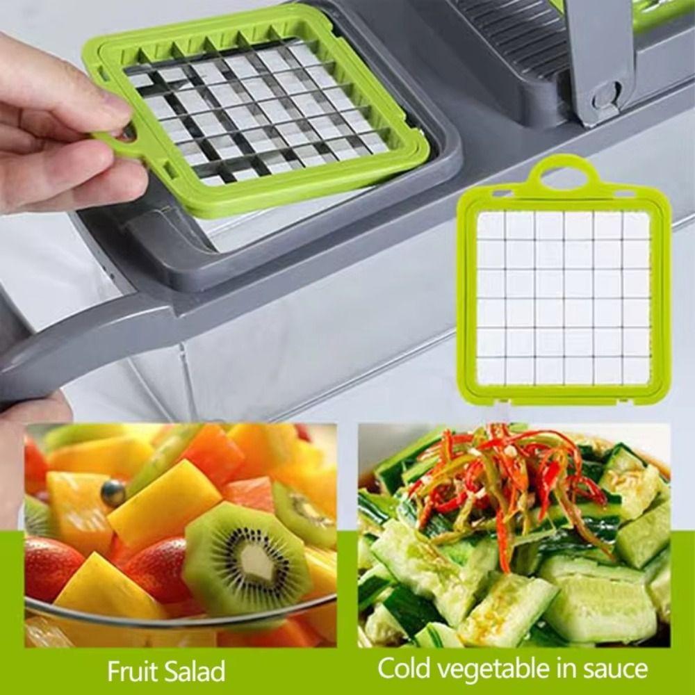 with Basket 14/16 In 1 Vegetable Chopper with Handle Vegetable Slicer Portable Grater  Kitchen Use