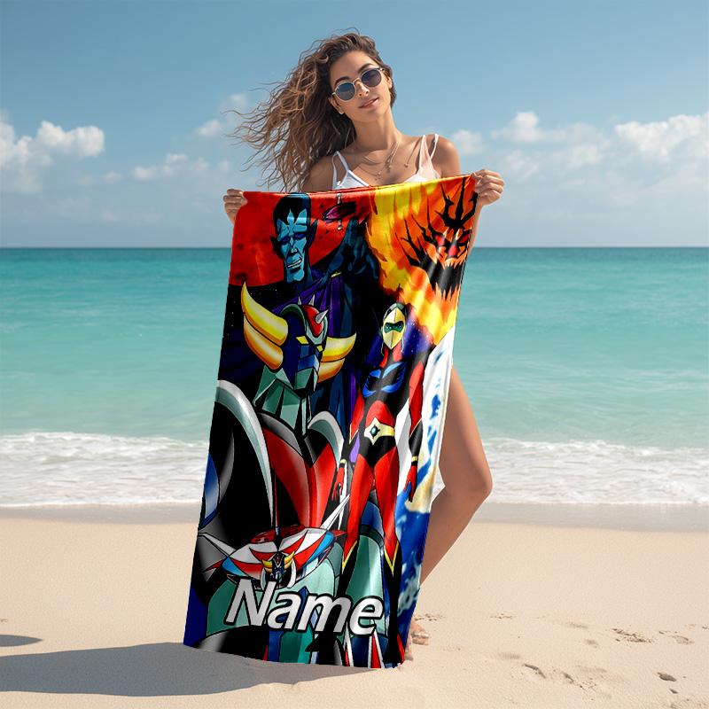 Personalized customized proof beach towel with UFO Robo Grendizer pattern - soft, absorbent,quick-drying,perfect swimming,camping&bathing