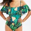 One Woman Piece Swimsuit Ruffles Floral Printed Monikini Padded Bathing Suit
