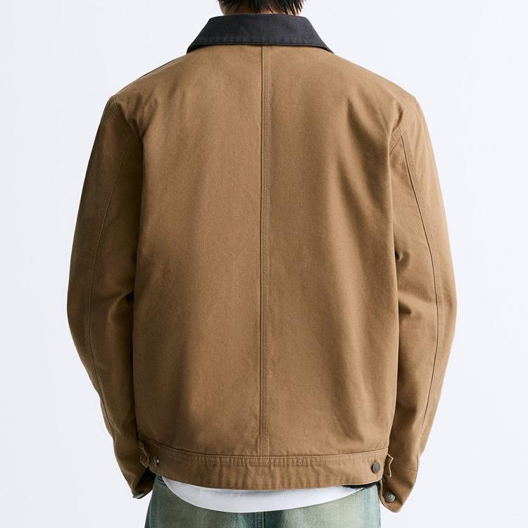 Zara Vintage Barn Style Zipper Casual American Retro Detroit Jacket Men Jackets Khaki 01538369707-36