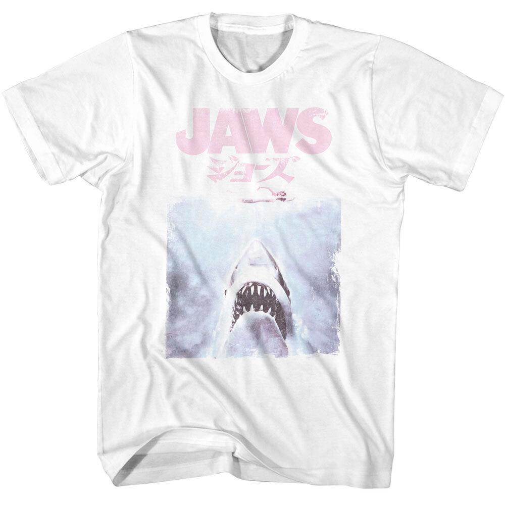 Jaws Vintage Japanese Movie Poster Men T Shirt Japan Kanji Faded Shark Movie XL