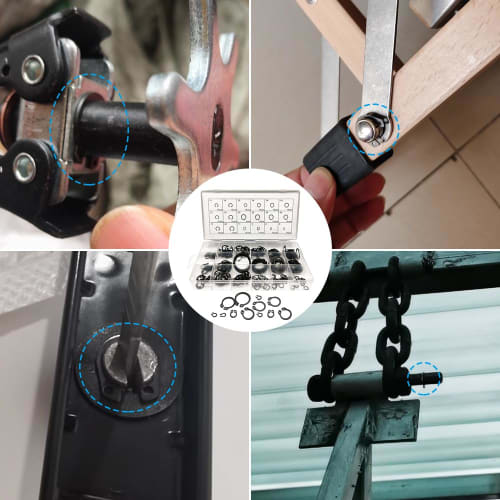 Set of 225 18 Types of M6-M32 C-Shaped Snap Rings, External Locking Snaps, Circlips, Retaining Clips, Kit for Fixing Parts, Replacement, and Repair, B