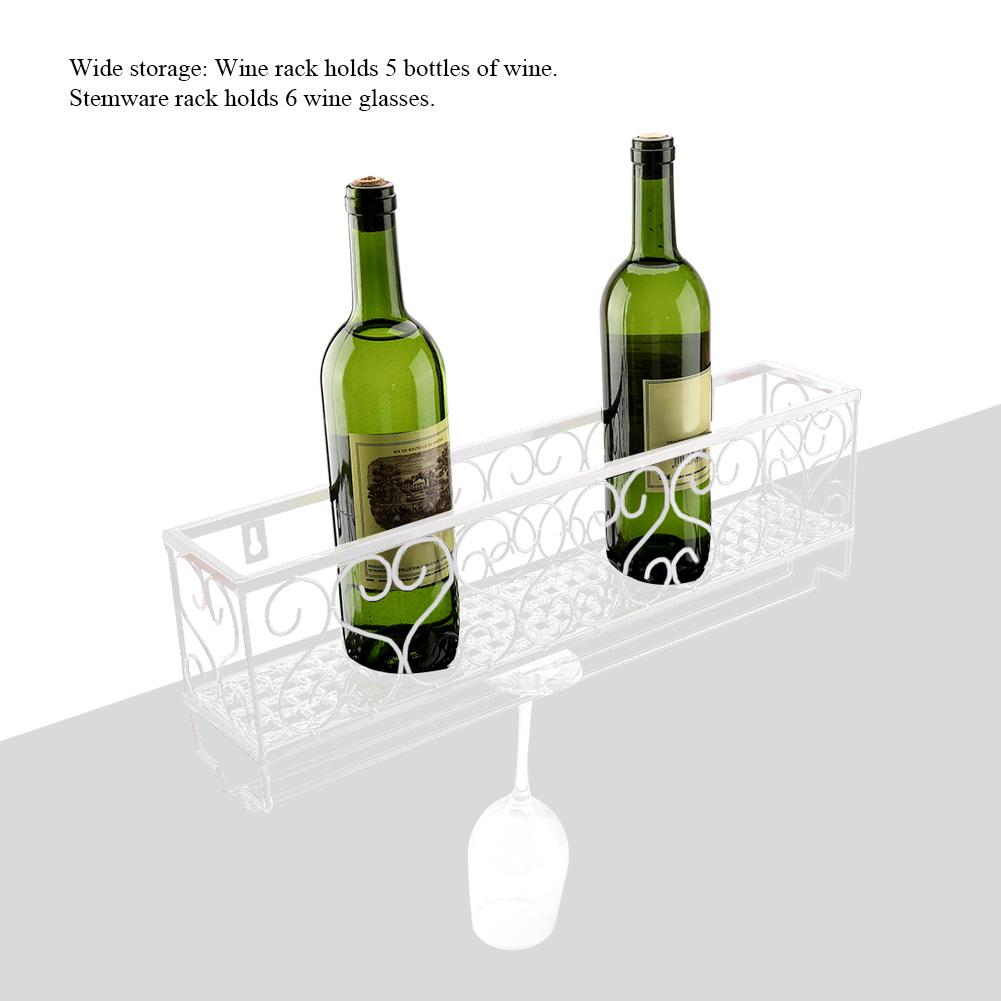 Wandmontage Metall Weinregal Flaschen Glas Halter Lagerung Bar Zubehör mit Regal Weiß