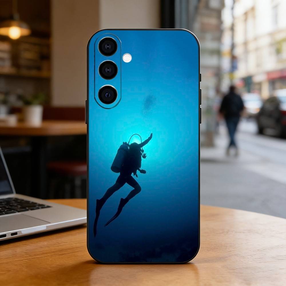 Scuba Diving Dive Phone Case Black Silicone Soft For Samsung Galaxy A73,A72,A71,A70,A53,A52,A51 Samsung a41