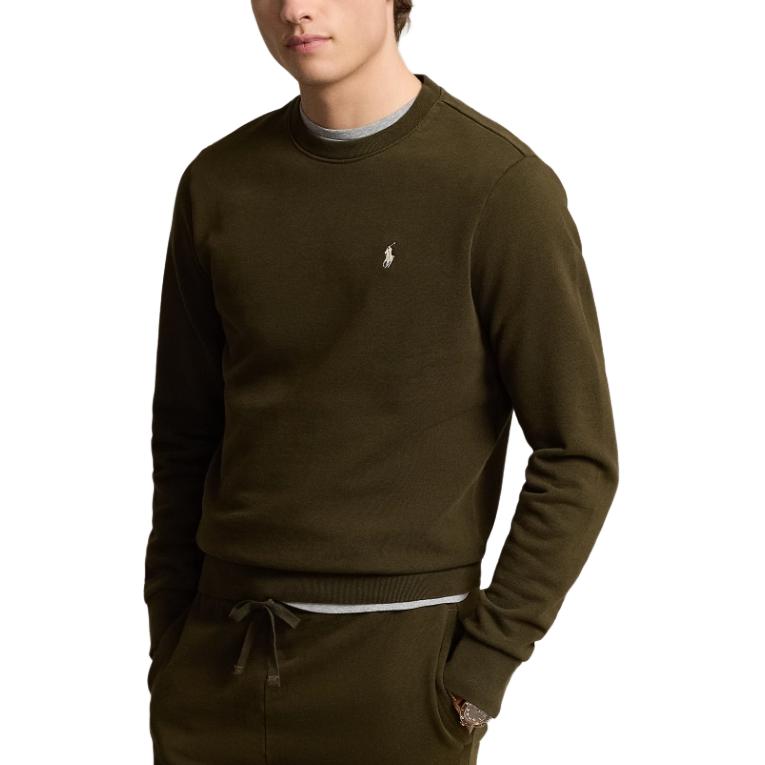 Polo Ralph Lauren FW24 Solid Logo Embroidered Crew Neck Long Sleeve Sweatshirt Men Sweatshirt Deep-Loden-Green MNPOKNI16823961-300