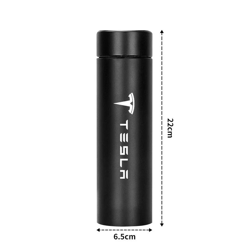 Car Sticker Tesla 500ml Portable Car Smart Thermos Bottle Temperature Display Cup For Tesla Model 3 Model X Y Style MODEL S ROAD