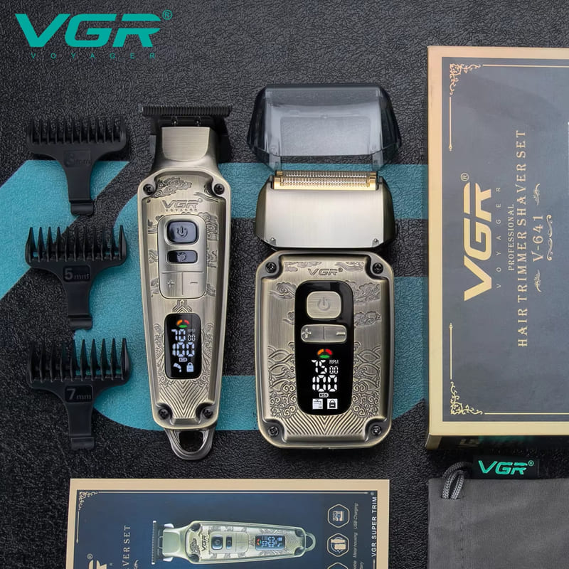 Men's Professional Hair Clipper IPX6 Waterproof and Rust-proof Metal Set Electric Shaver Rechargeable Long-lasting Lithium Battery Oily Hair Clipper