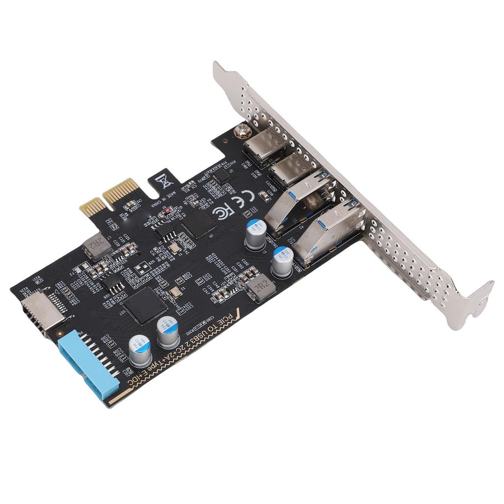 5Gbps PCIE USB Expansion Card with 2 Type C 2 USB 3.0 Type E 19Pin IDC Port PCIE Front Panel Adapter for Desktop PC