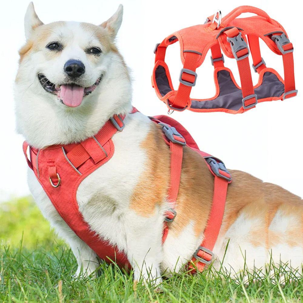 With Handle Reflective Pet Harness Adjustable Design Nylon Pet Vest Dog Harness Schnauzer Corgi