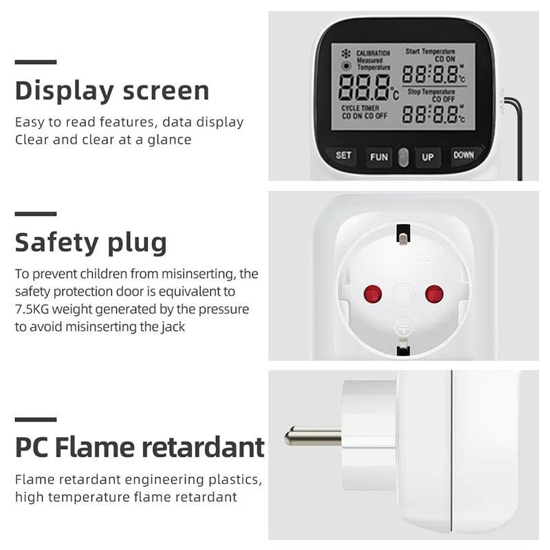 Digital Temperature Controller Socket Thermostat EU Plug 220V With Timer Switch Heating Cooling For Refrigerator Aquaculture