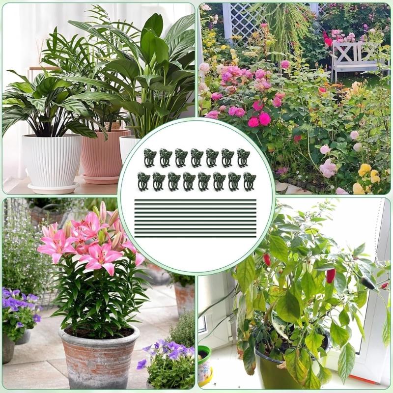 Green Bendable Plant Stake For Garden Flowers Vegetables Regulable Support Rod High Strength Plastic Easy Installation