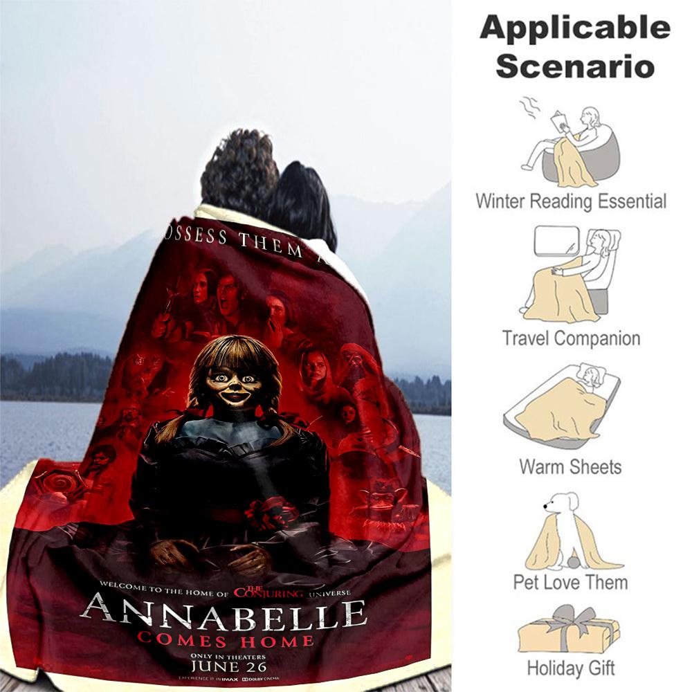 1PC ANNABELLE COMES HOME Outdoor Flannel Blanket Soft Plush Decor for Picnics, camping,Bedroom, Playroom, Office1223A