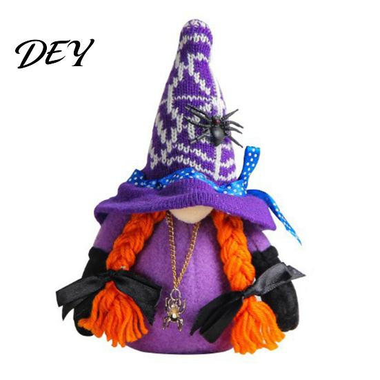 Gnome Sets for Halloween Witch Plush Gnomes, Cute Faceless Dwarf Doll with Decorations Spider Bat, Home Table Office Indoor Party Decor Holiday Window
