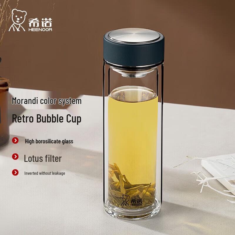 Heenoor XN-6616 Double Wall Glass Tea Cup with Infuser