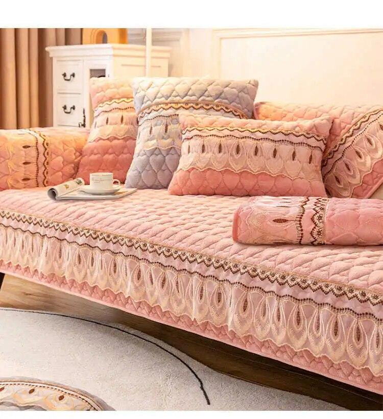 

Плюшевый теплый чехол для дивана, кружевной Нескользящий высококачественный диван, спинка, полотенце, мебель, полное покрытие, пылезащитный защитный чехол 70x70cm