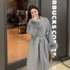 Women's French Mid-Length Wool Coat with Fur Sleeves - Chic Autumn/Winter Casual Jacket