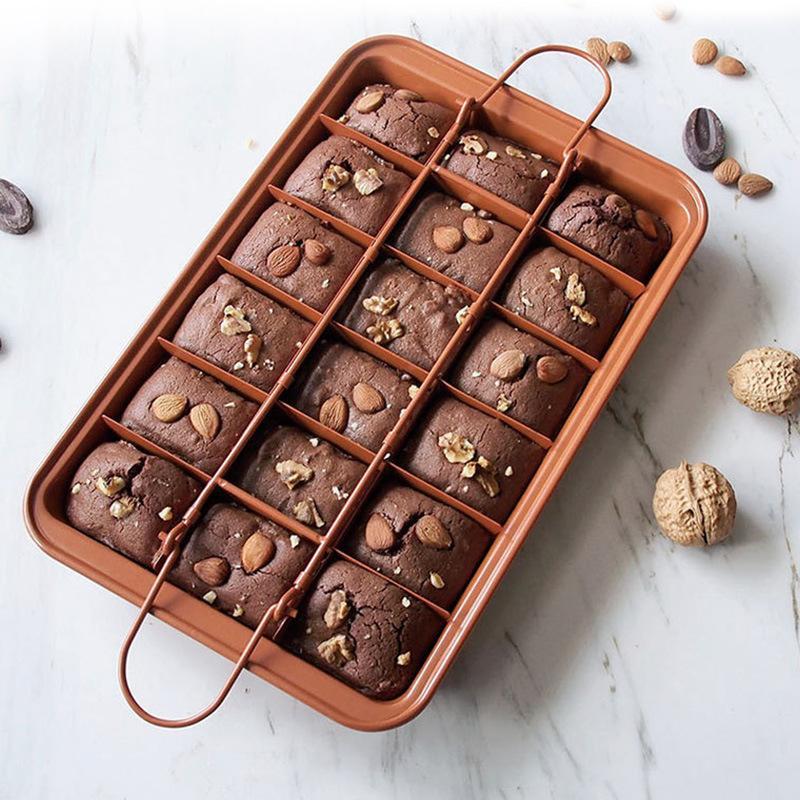 Non Stick Carbon Steel Brownie Baking Pan With Removable Dividers Even Cut Design Perfect For Home Kitchen Baking Cake Cookie