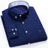 Autumn New Striped Long Sleeve Shirt Cotton Oxford Spinning Washed Casual Men's Cardigan Button Neck Shirt