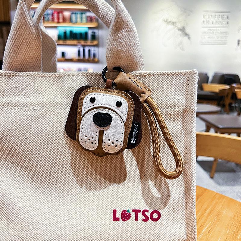Creative Leather Puppy Keychain Cute Cartoon French Dog Advanced Sense Exquisite Bag Pendant Accessories Small Gifts
