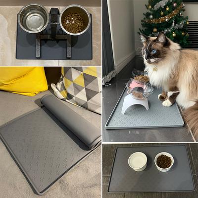 Tischset für Haustiere, Hundefutternapf-Unterlage, Futtermatte für Katzen und Hunde, Trink- und Fütterungsmatte aus Silikon, wasserdicht, Futternapf-Unterlage für Haustiere