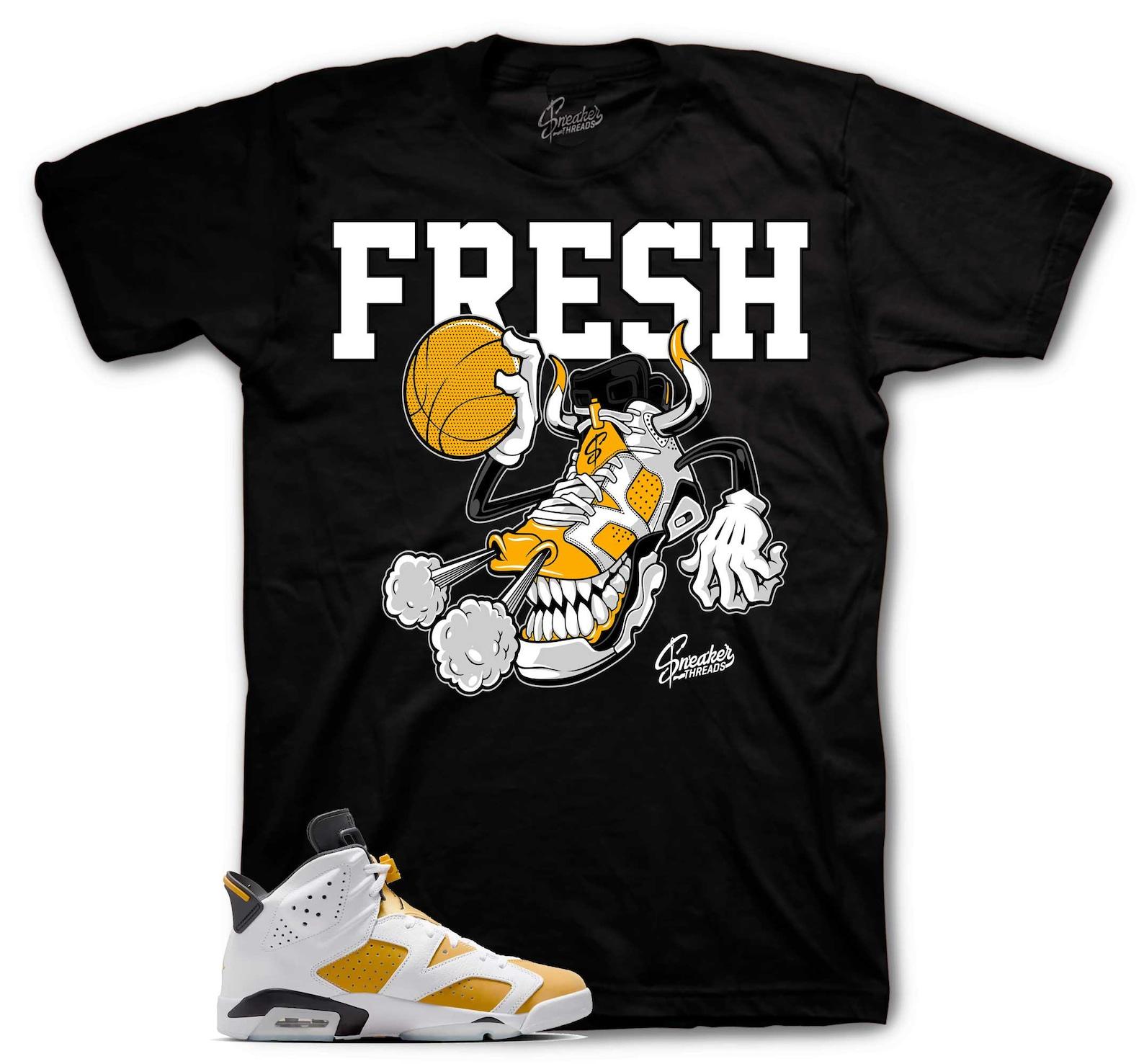 Shirts To Match Retro 6 Yellow Ochre AJ6 - Fly Kicks Sneaker Tee 3XL