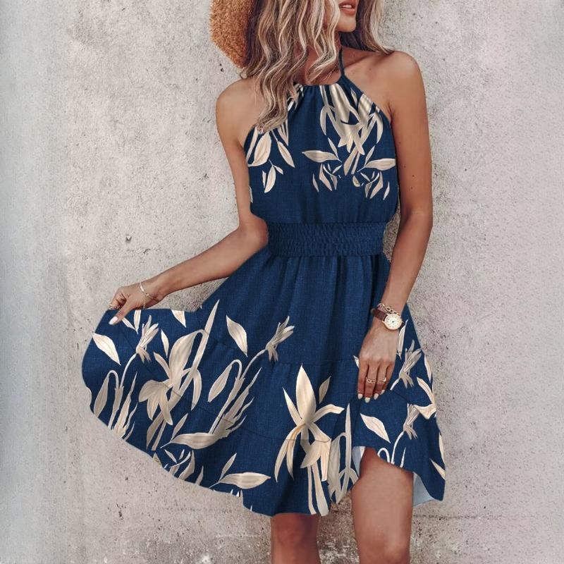 Summer Fashion Sexy Strapless Hanging Neck Women's Dresses