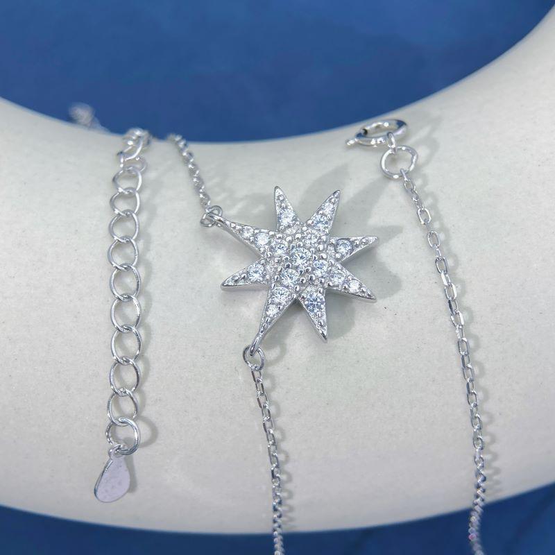 Exquisite S925 Silver Eight-Pointed Star Necklace - Fashionable, Luxurious, and Versatile Design for Women
