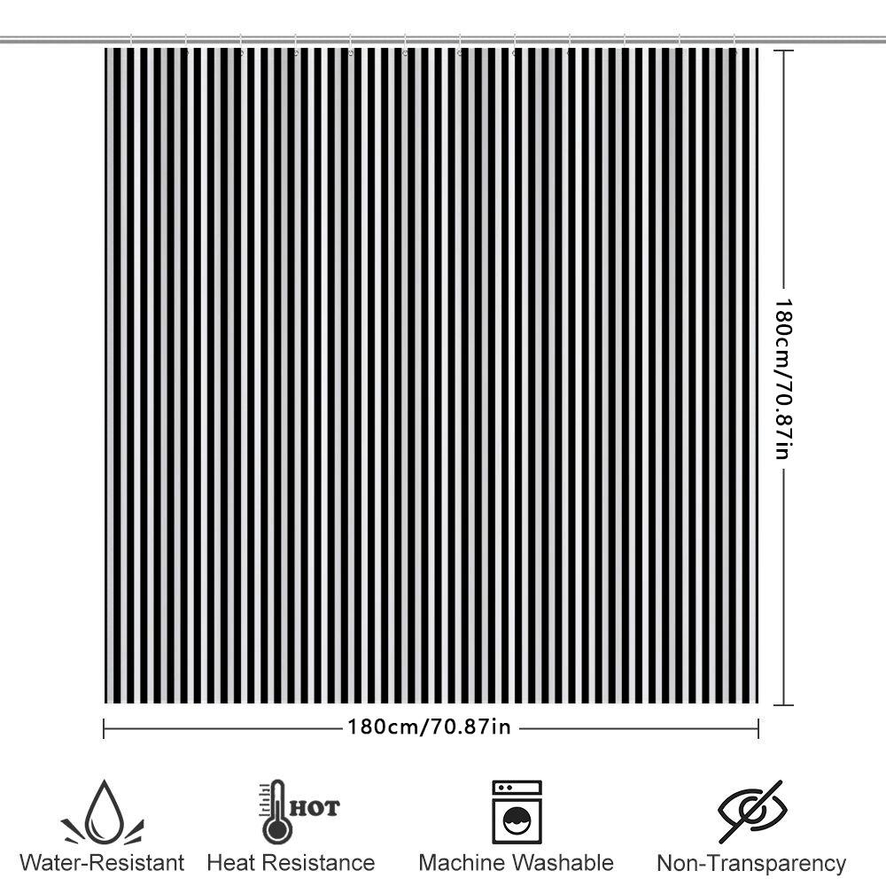 Black And White Striped Waterproof Shower Curtains With A Water Repellent Coating For Bathroom Decor