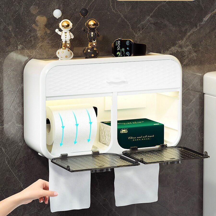 No Punching Toilet Paper Holder Waterproof Wall Mounted Tissue Box Facial Tissue Roll Paper Holder Bathroom Kitchen Organizer