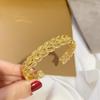 Gold-Plated Brass Wheat Ear Openwork Bangle Bracelet: Women's Fashion Gift