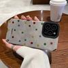 Color Wave Point Gray Leather Silicone Phone Case For iPhone 13 15 16 Pro Max 14 Plus 11 12 Mini X XS XR Soft Matte Full Cover