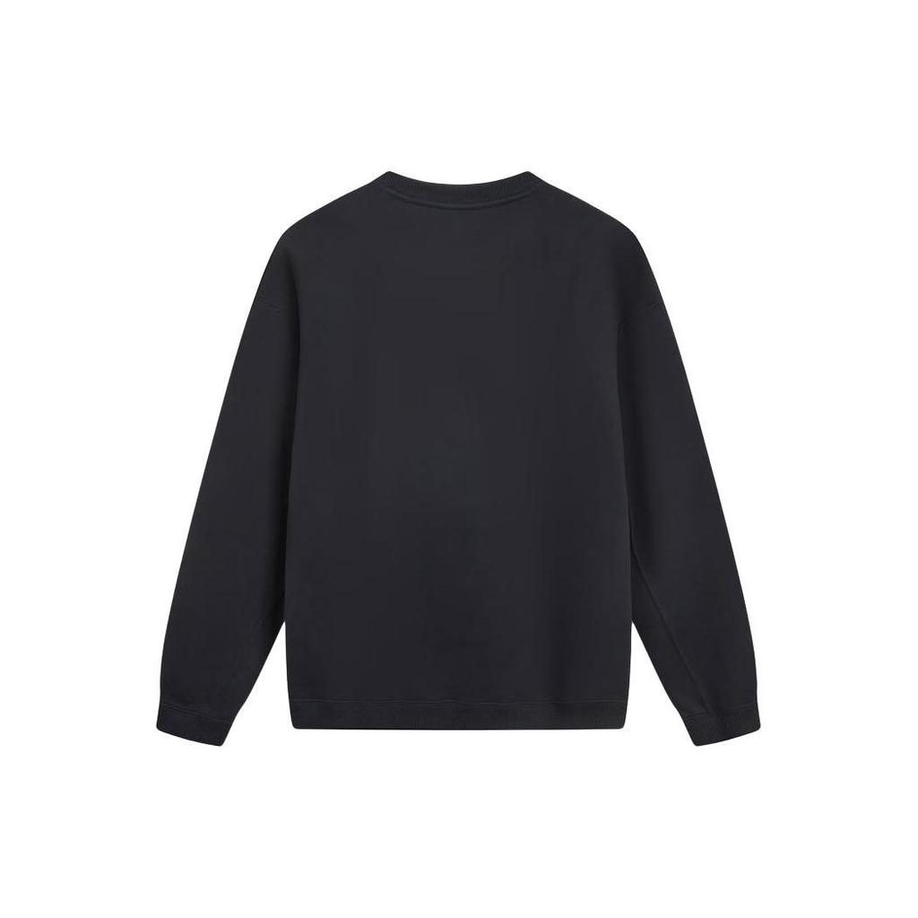 Li Ning Badfive Printed Crew Neck Casual Pullover Sweatshirt Men Sweatshirt Black AWDU091-5