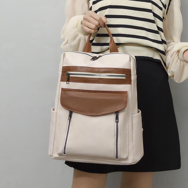 Lässiger Damen-PU-Rucksack, Retro-Pendler-Reiserucksack mit großer Kapazität