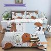 We Bare Bears Muster Bettwäsche Bettdecke Set Heimdekoration Geschenk (1 Bettbezug + 2 Kissenbezüge (ohne Füllung))