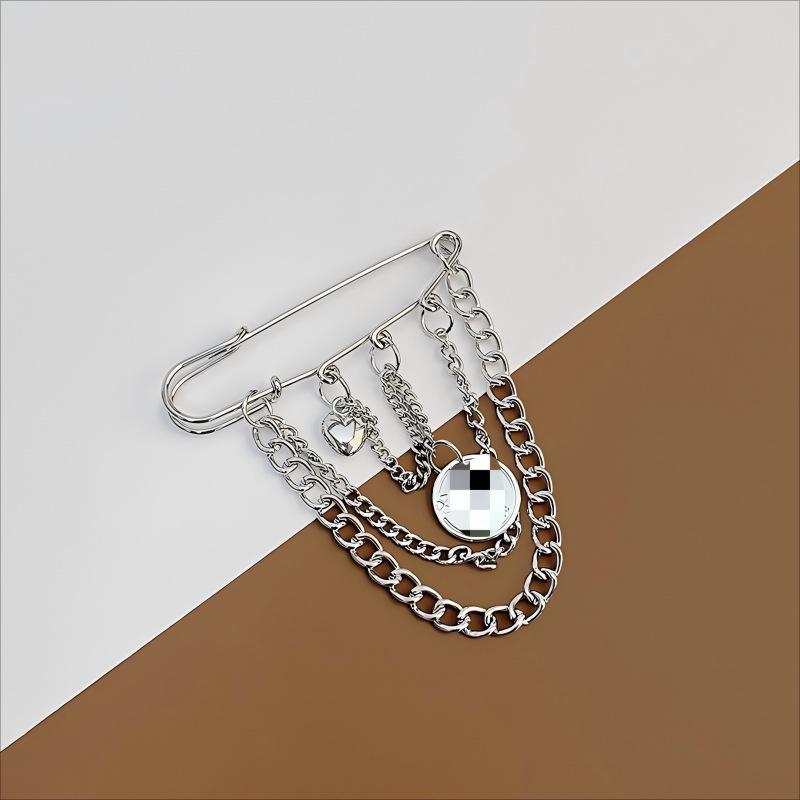 Korean Cold Metal Brooch: Multi-Layer Tassel with 3D Smiley, Butterfly & Sun for Women