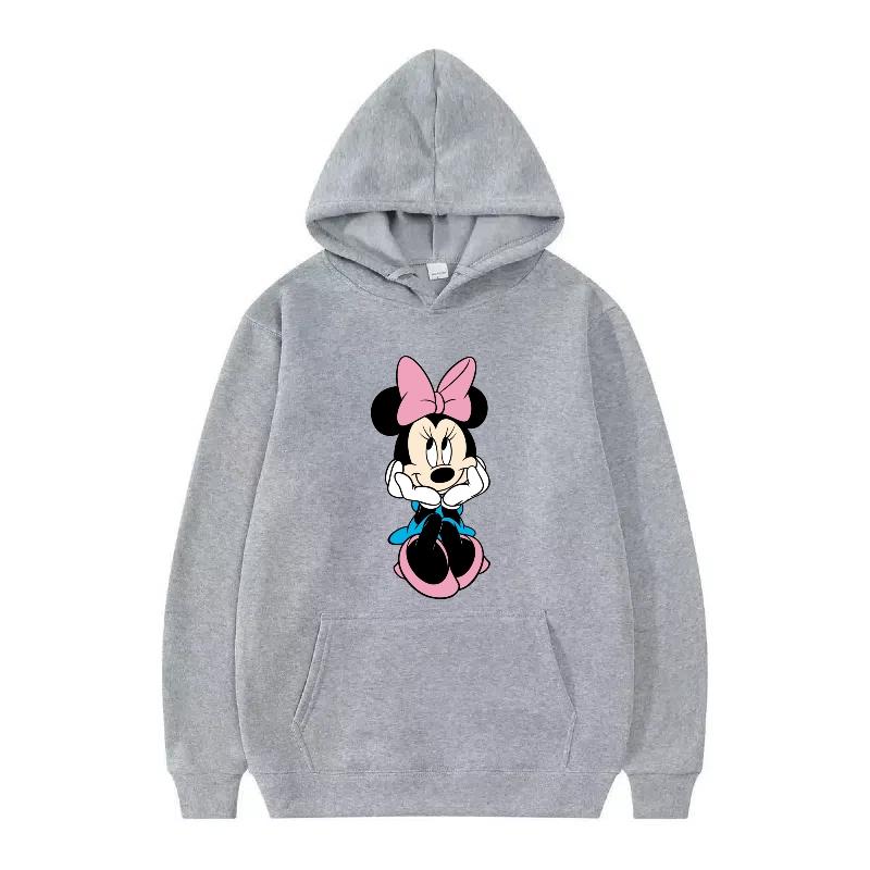 Disney Mickey Mouse Pattern Woman Streetwear Loose Black Winter Tops Clothes Pullovers Ladies Cheap Y2k Hoodies Men Sweatshirts