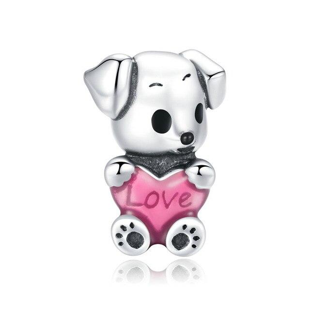 Zirconia Color Sterling Cane Animaletto Cane Cane Bulldog Perline Adatte Braccialetto da Polso Originale Ciondolo Gioielli Fai da Te Braccialetto da Polso alla Moda