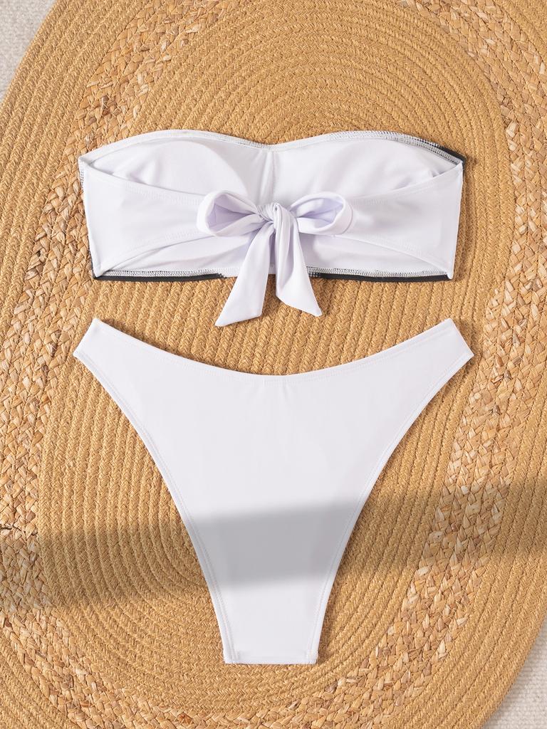 Bandeau Print Sexy Bikini Two Piece Tie Side Set Elegant Comfortable Swimwear