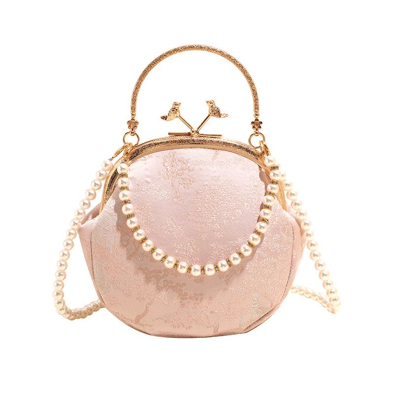

Сумка Новая весенне-летняя сумка-ракушка в стиле ретро с вышивкой и жемчугом, сумка-мессенджер среднего размера one size fits all розовый