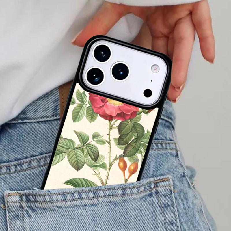 Botanical Drawings Flowers Plants Soft Phone Case for iPhone 16e 15 14 13 12 17 Pro Max Plus Air 17pro Cover Coque