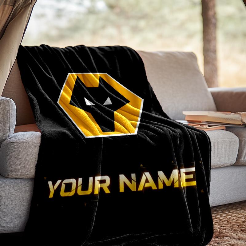 Custom Name Wolves Football Throw Blanket - Perfect for Couch, Bed, Office, and outdoor Travel - Ideal Gift for Christmas & Holidays