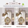 Retro Deer Head Double-Sided Hanging Clock Metal Dial And Mirrored Glass Clock Artistic Decoration In Guest Rooms Clock Watch